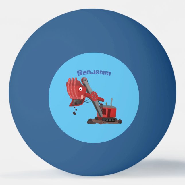 Bolinha De Ping Pong Imagem do desenho animado da pá-pá-vapor vermelha, (Frente)