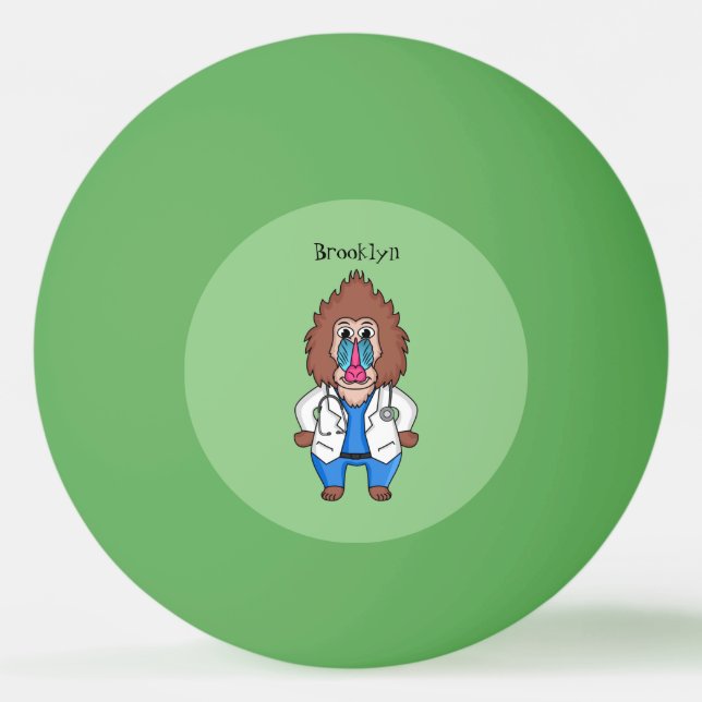 Bolinha De Ping Pong Imagem engraçada de cartoon do mandril doutor (Frente)