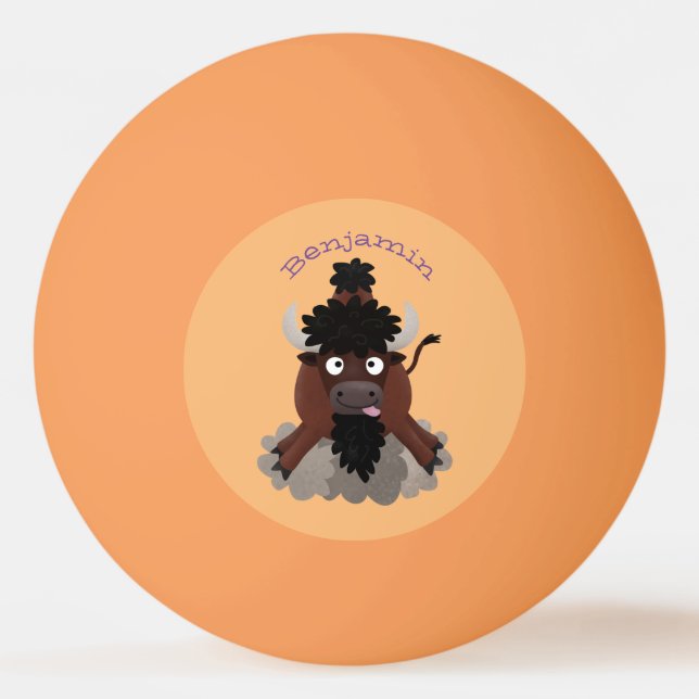 Bolinha De Ping Pong Imagem engraçada de desenho animado de bisonte de  (Frente)