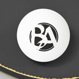 Bolinha De Ping Pong Iniciais sobredimensionadas em branco e preto