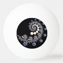 Ivory and Blue Pearl Spiral Ping Pong Balls
