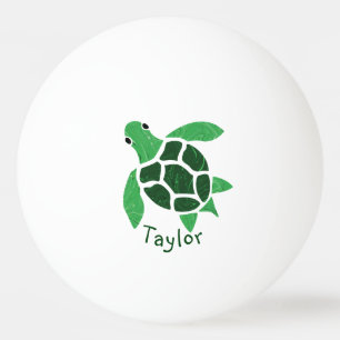 Bolinha De Ping Pong Jade Green Sea Turtle Mosaico com Nome
