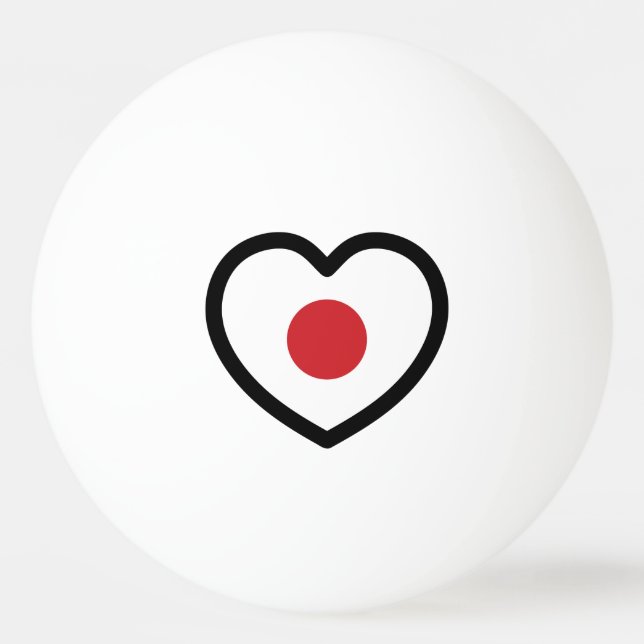 Bolinha De Ping Pong Japão | Sinalizador Japonês Heart (Frente)
