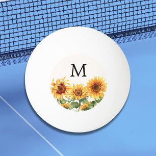Bolinha De Ping Pong Jardim de Girassóis Amarelos Rústicos Monogramados