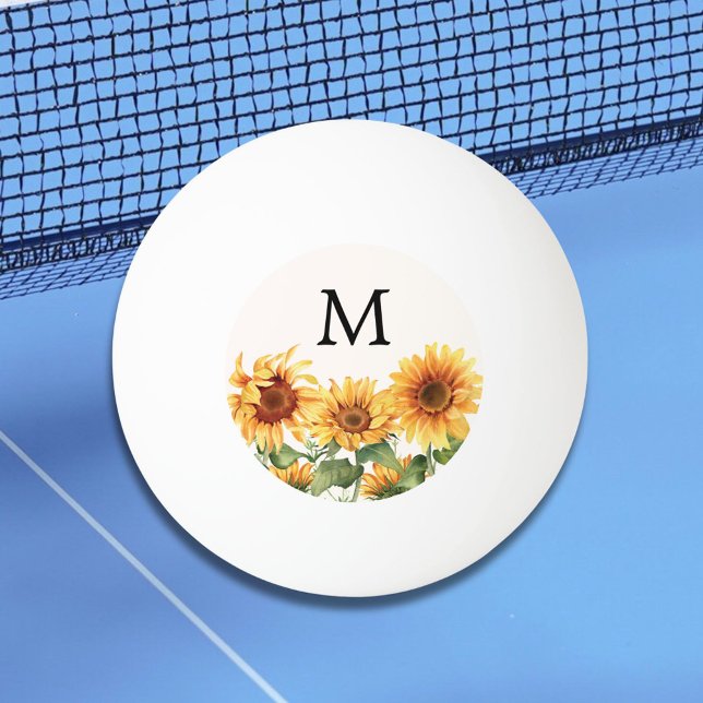 Bolinha De Ping Pong Jardim de Girassóis Amarelos Rústicos Monogramados (In situ)