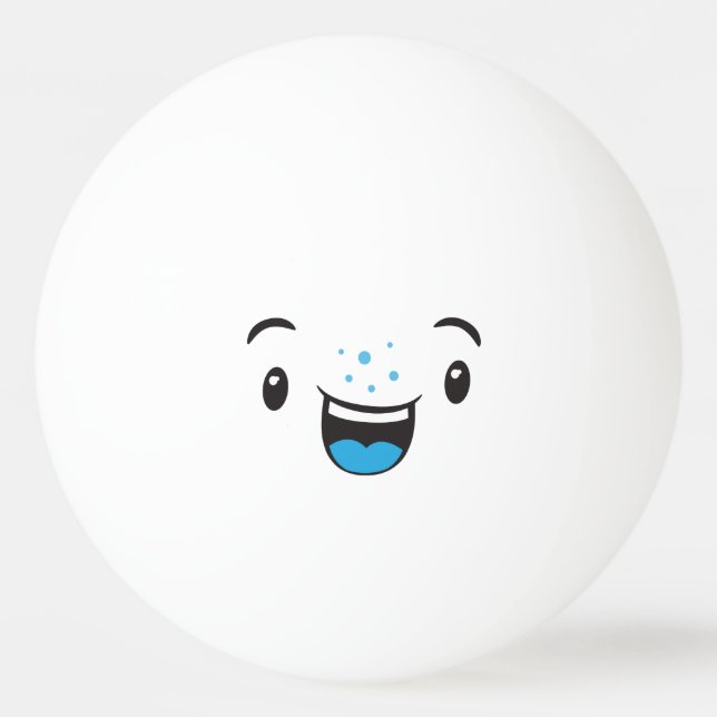 Bolinha De Ping Pong Kawaii Face De Ping Pong Balls Azul Sorria (Frente)
