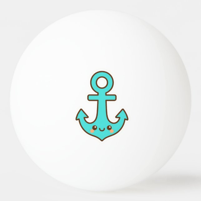 Bolinha De Ping Pong Kawaii Turquoise Anchor - Whimsical & Cheerful (Frente)