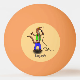 Bolinha De Ping Pong Lagarto engraçado cantando com desenho de microfon