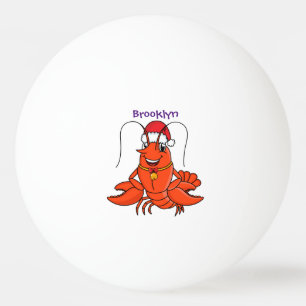 Bolinha De Ping Pong Lagosta feliz e bonita vestindo o desenho animado