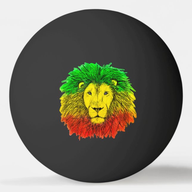 Bolinha De Ping Pong Leão de rasto vermelho-amarelo, desenho da Jamaica (Frente)
