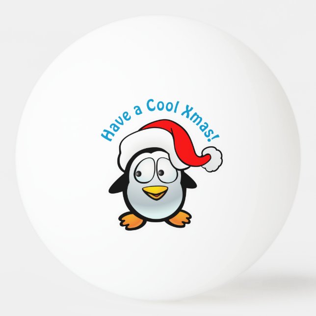 Bolinha De Ping Pong Legal Pinguim Bebê Com Papai Noel (Frente)