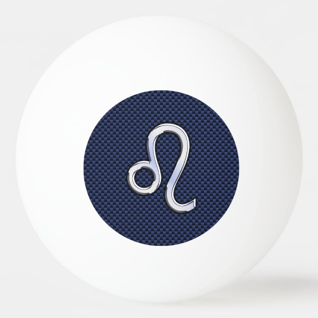 Bolinha De Ping Pong Leo Zodiac Símbolo de Marinho Azul Fibra de Carbon (Frente)