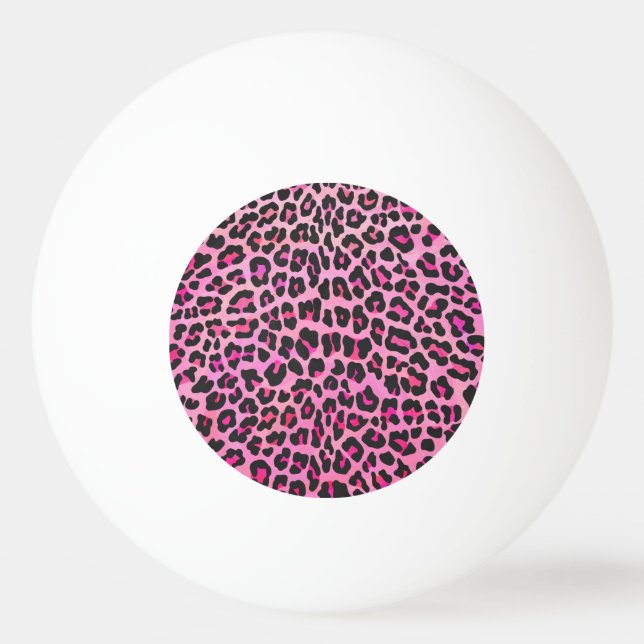 Bolinha De Ping Pong Leopardo, Impressão preto e rosa quente (Frente)
