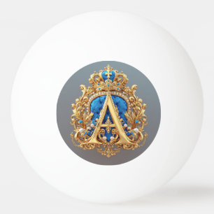 Bolinha De Ping Pong Letra A Dourada Ornamentada Com Desenho De Moldura