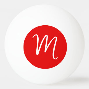 Bolinha De Ping Pong Letra inicial monograma Na moda vermelho branco
