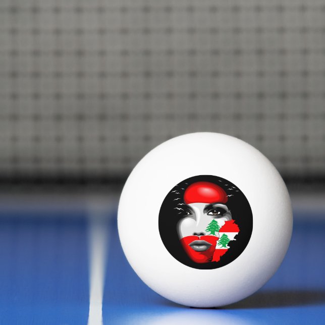 Bolinha De Ping Pong Líbano Flag e Map no rosto da menina (Líquido)