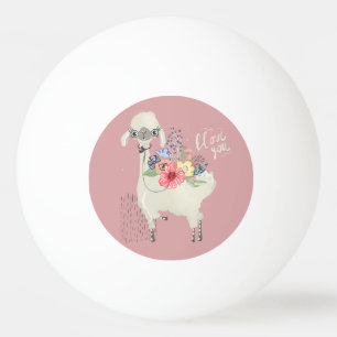 Bolinha De Ping Pong Linda Branca Moderna Floral Llama Eu Te Amo