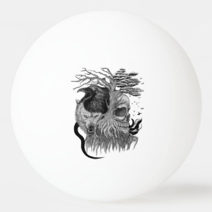 Bolinha De Ping Pong Lobo e Raven com crânio