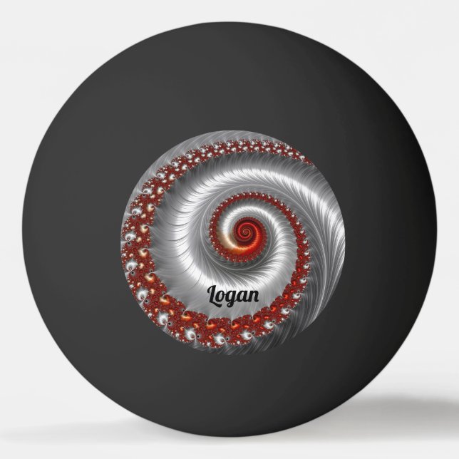 Bolinha De Ping Pong LOGAN ~ Silver Shell ~ Design Fractal ~ (Frente)