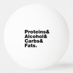 Bolinha De Ping Pong Macronutrientes. Proteínas & Álcool & Carboidratos