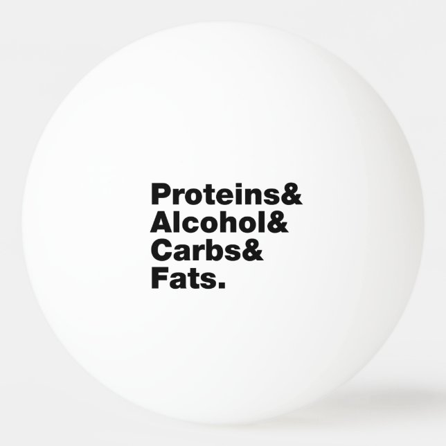 Bolinha De Ping Pong Macronutrientes. Proteínas & Álcool & Carboidratos (Frente)