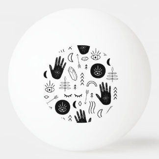 Bolinha De Ping Pong Mãos mágicas, lua, padrão étnico.