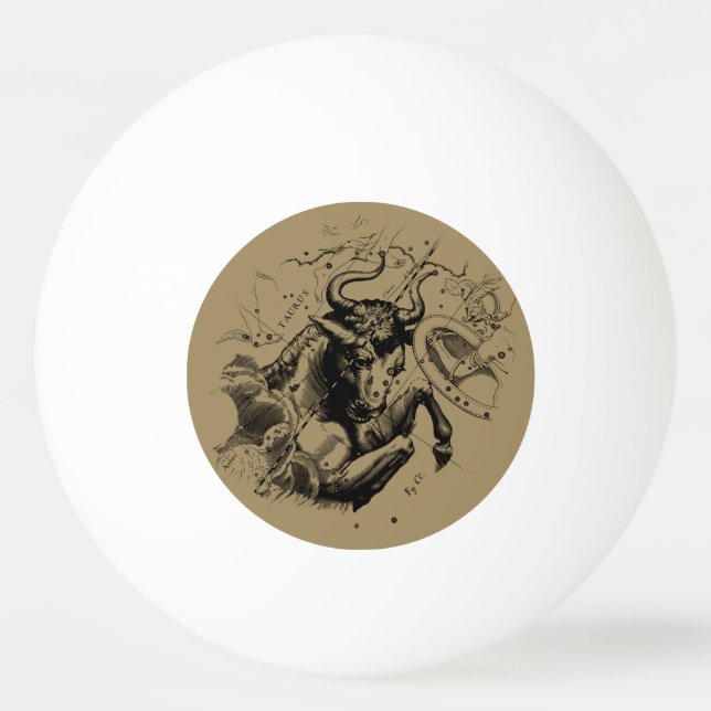 Bolinha De Ping Pong Mapa da constelação do Taurus por Hevelius cerca (Frente)
