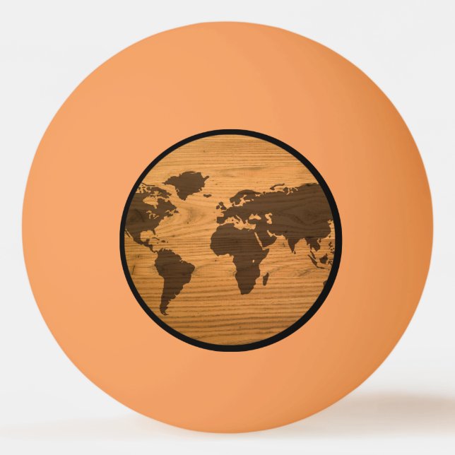 Bolinha De Ping Pong Mapa Mundial em Grão de Madeira (Verso)