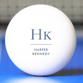 Bolinha De Ping Pong Marinho Personalizado e Branco do Monograma Azul