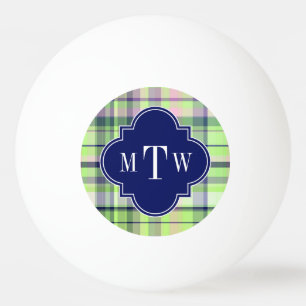 Bolinha De Ping Pong Marinho Rosa Pistachio Whpreppy Madras Monograma