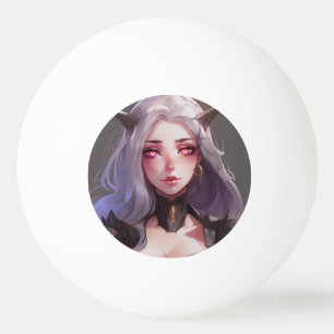 Bolinha De Ping Pong Menina de animação do guerreiro de corno-branco