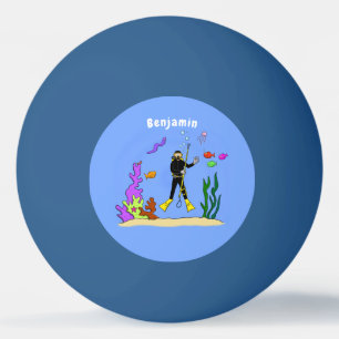 Bolinha De Ping Pong Mergulhador engraçado e criaturas de peixes, dese