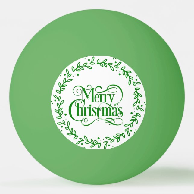 BOLINHA DE PING PONG MERRY CHRISTMAS GREEN WREATH (Frente)