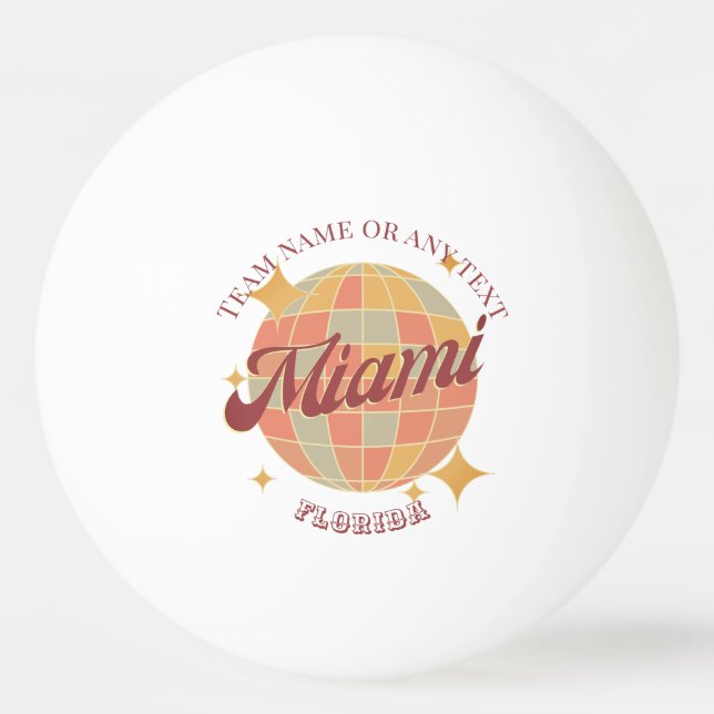 Bolinha De Ping Pong Miami Flórida Cidade tênis de mesa  (Frente)