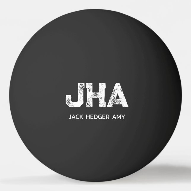 BOLINHA DE PING PONG MINIMALIST WHITE THREE LETTER MONOGRAM NAME BLACK (Frente)