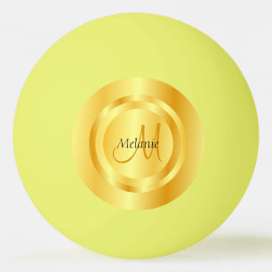 Bolinha De Ping Pong Modelo de Monograma Moderno Dourado Faux Elegante 