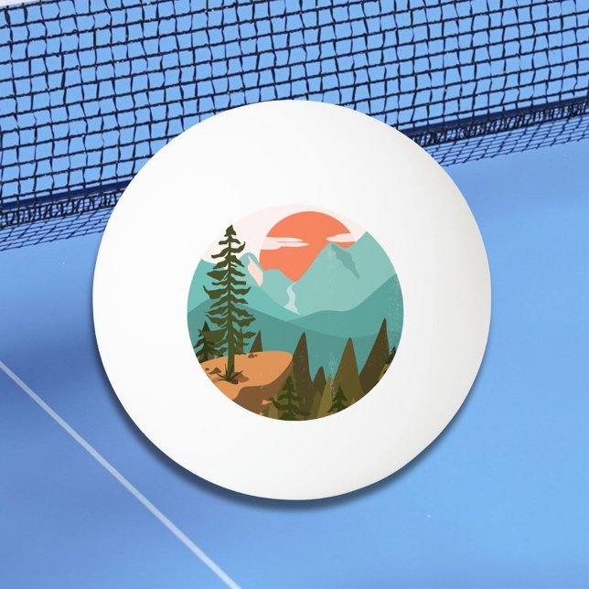Bolinha De Ping Pong Modern Abstract Forest, Mountains, and Sunrise (In situ)