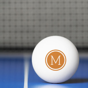Bolinha De Ping Pong Monograma alaranjado queimado do círculo