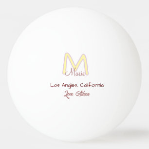 Bolinha De Ping Pong monograma amarelo rosa nome amor cidade marrom mod