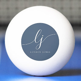Bolinha De Ping Pong Monograma branco azul marinho e nome personalizado