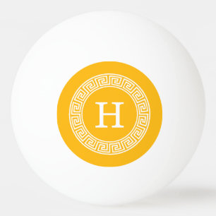 Bolinha De Ping Pong Monograma chave grego branco Goldenrod da inicial