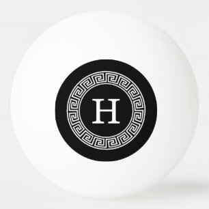 Bolinha De Ping Pong Monograma chave grego branco preto da inicial do