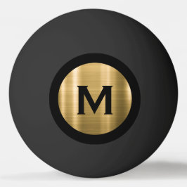 Bolinha De Ping Pong Monograma Clássico Dourado Preto Moderno Esmagado