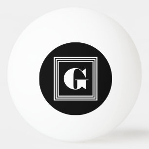 Bolinha De Ping Pong Monograma corajoso   de 3 quadros preto & branco