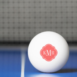 Bolinha De Ping Pong Monograma coral da letra de Quatrefoil 3