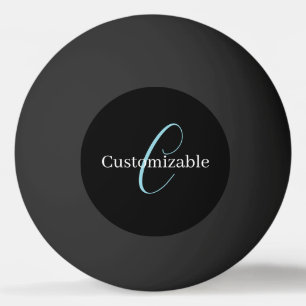 Bolinha De Ping Pong Monograma Curto Editável Branco Azul Preto