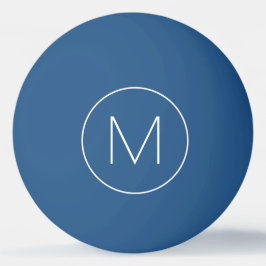 Bolinha De Ping Pong Monograma de Fonte Moderna Minimalista Azul e Bran