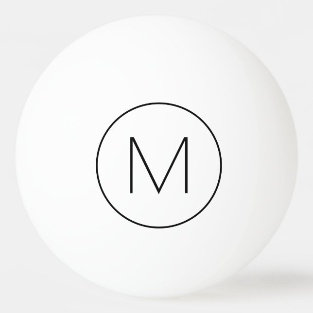 Bolinha De Ping Pong Monograma de Fonte Modernista Minimalista Preto (Frente)