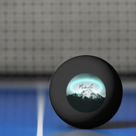 Bolinha De Ping Pong Monograma de luz neon azul misterioso da montanha 