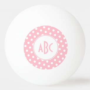 Bolinha De Ping Pong Monograma de três letras com bolinhas rosa e branc